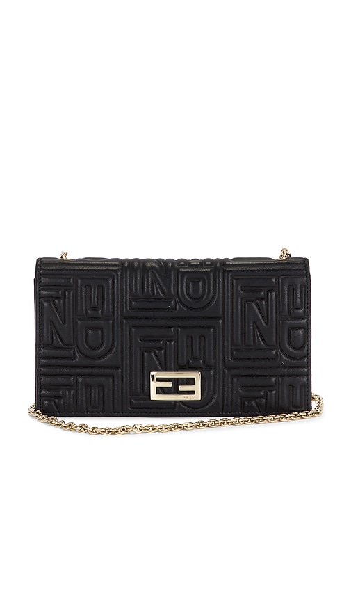 Fwrd Renew Fendi Embossed Wallet On Chain In Black