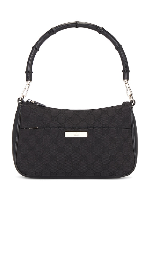 Fwrd Renew Gucci Bamboo Shoulder Bag In Black