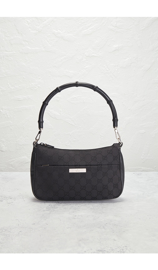 Fwrd Renew Gucci Bamboo Shoulder Bag In Black