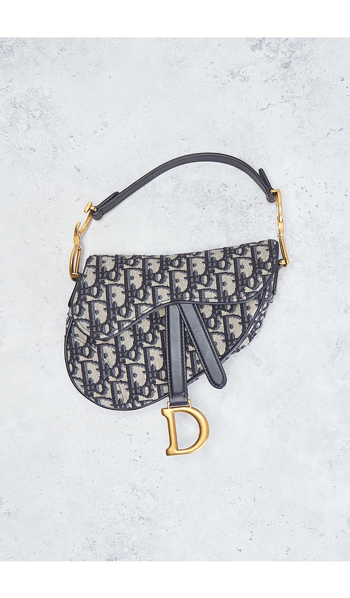 Fwrd Renew Dior Oblique Trotter Mini Saddle Bag In Blue