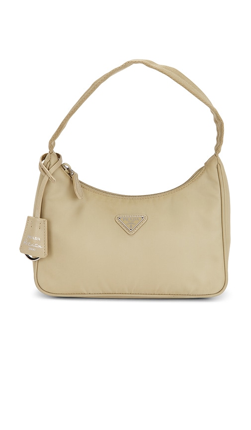 Fwrd Renew Prada Mini Re-edition 2000 Re-nylon Shoulder Bag In Sand