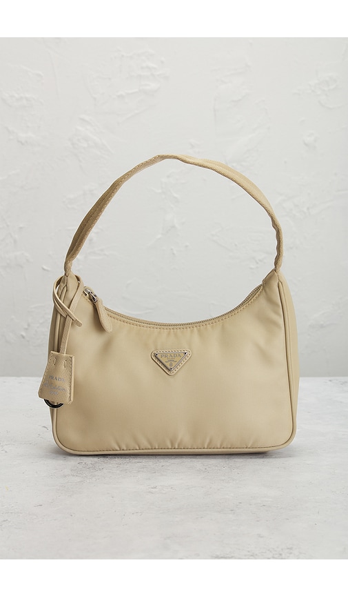 Fwrd Renew Prada Mini Re-edition 2000 Re-nylon Shoulder Bag In Sand