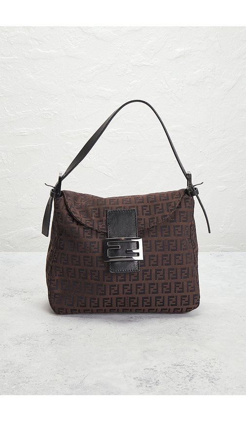 Fwrd Renew Fendi Zucchino Mama Baguette Shoulder Bag In Brown