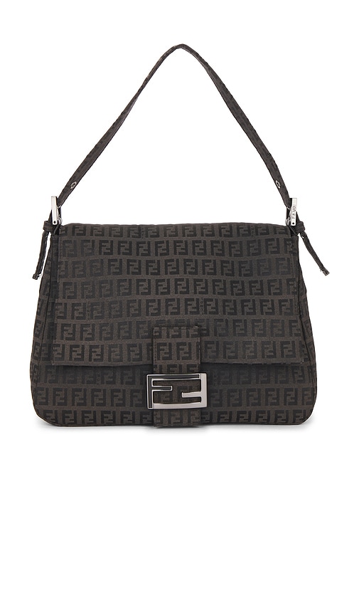 FWRD Renew Fendi Zucchino Mama Baguette Shoulder Bag in Grey