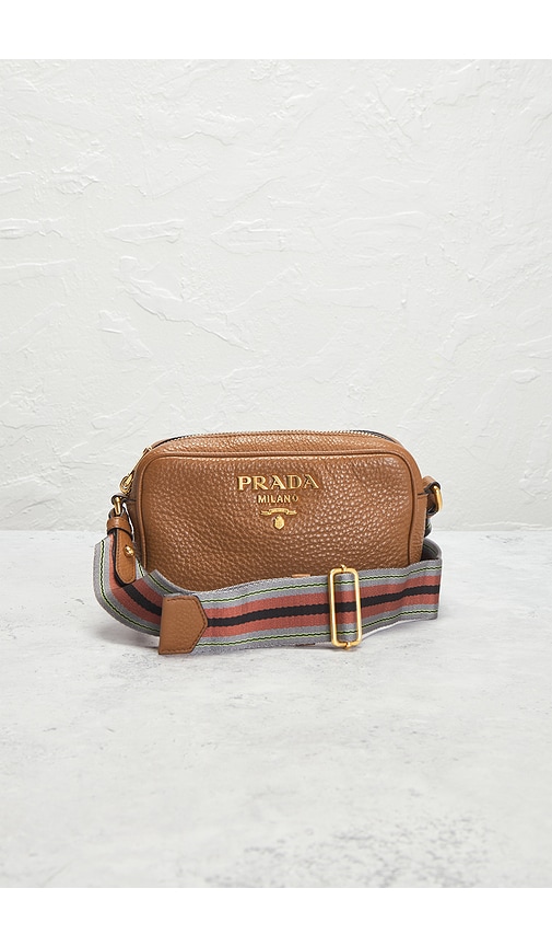 Fwrd Renew Prada Vitello Phenix Camera Bag In Brown