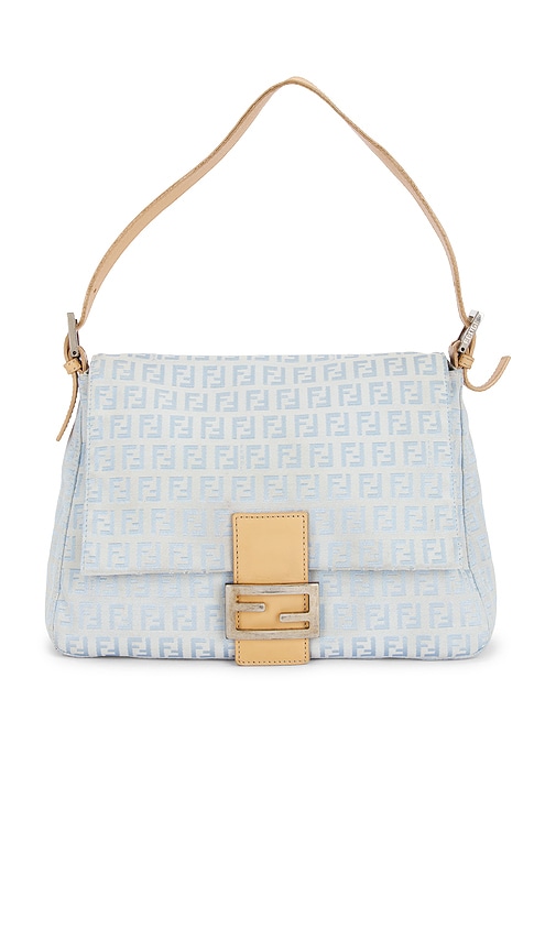 Fwrd Renew Fendi Zucchino Mama Baguette Shoulder Bag In Blue