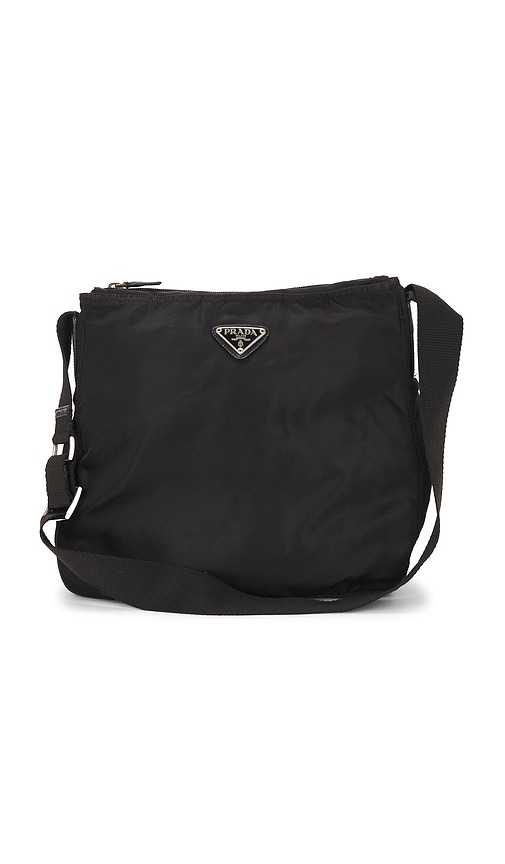 Fwrd Renew Prada Tessuto Messenger Bag In Black