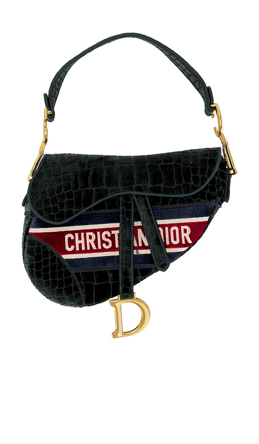 FWRD Renew Dior Velvet Crocodile Effect Saddle Bag