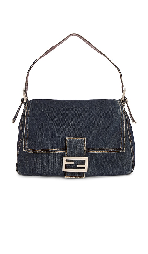 Fwrd Renew Fendi Denim Mama Baguette Shoulder Bag In Blue