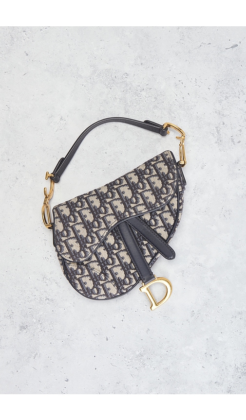 Fwrd Renew Dior Trotter Oblique Mini Saddle Bag In Blue