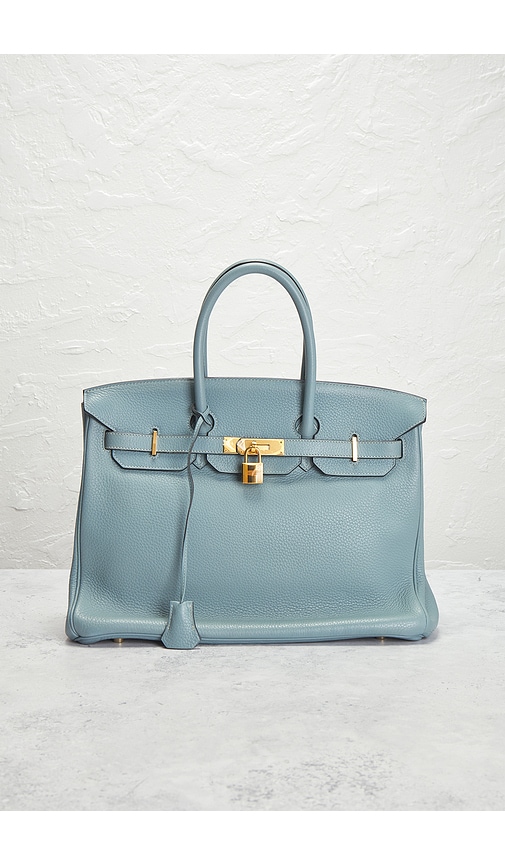 Fwrd Renew Hermes Taurillon Clemence Birkin 35 Retourne Handbag In Blue