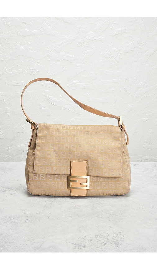 Fwrd Renew Fendi Zucca Mama Forever Baguette Shoulder Bag In Sand