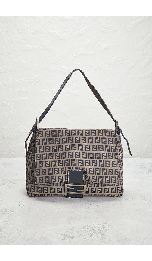 Fwrd Renew Fendi Zucchino Mama Baguette Shoulder Bag In Black