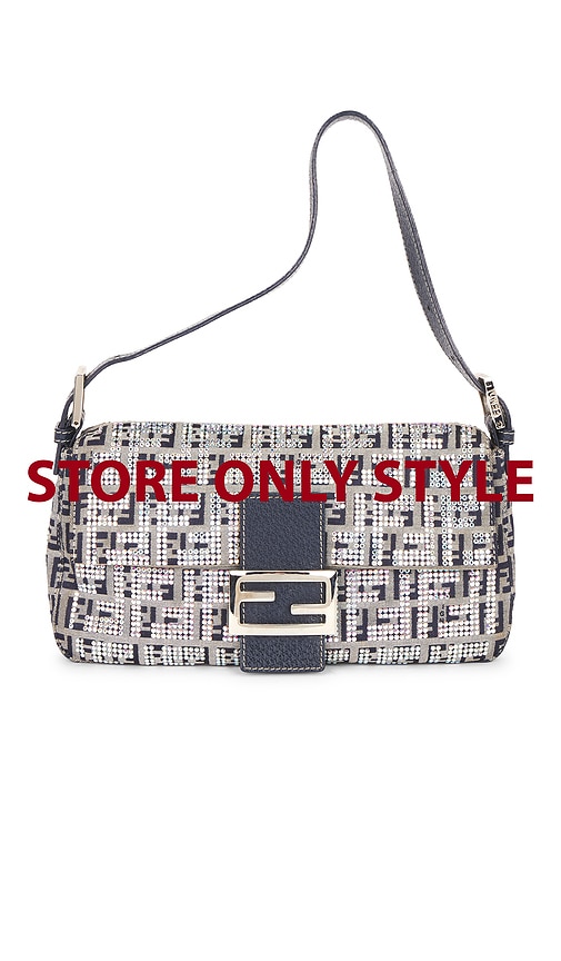 FWRD Renew Fendi Zucchino Crystal Baguette Shoulder Bag