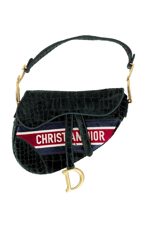 FWRD Renew Dior Velvet Crocodile Effect Saddle Bag