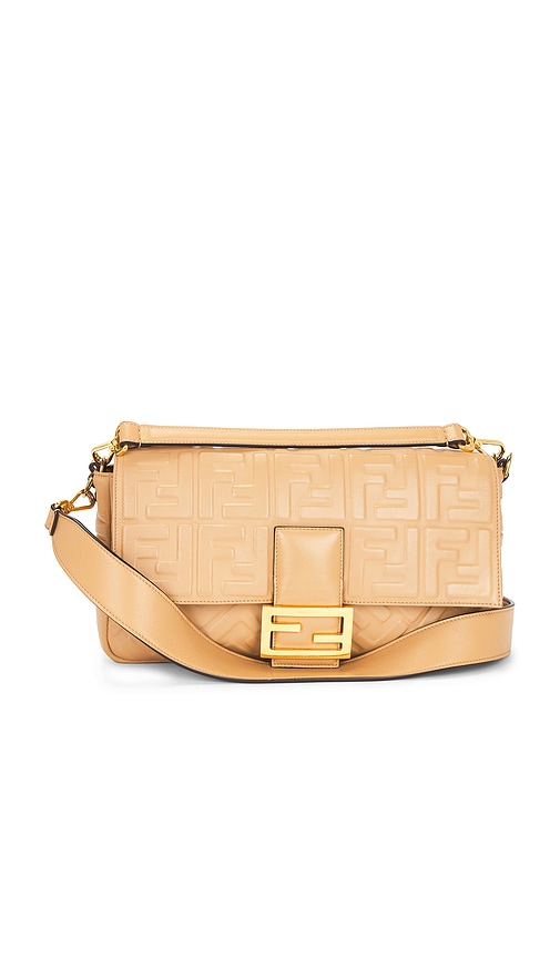 fendi Fendi FF Embossed Baguette Shoulder Bag