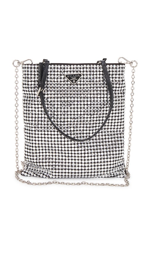 FWRD Renew Prada Crystal Embellished Satin Tote Bag