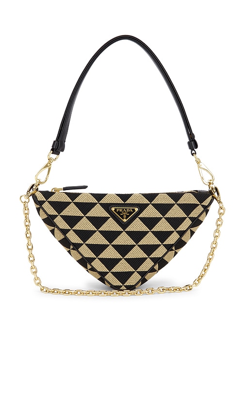 FWRD Renew Prada Triangle Mini Shoulder Bag in Beige