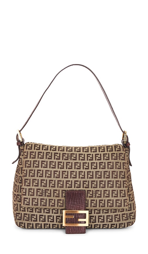 FWRD Renew Fendi Zucchino Mama Baguette Shoulder Bag in Brown