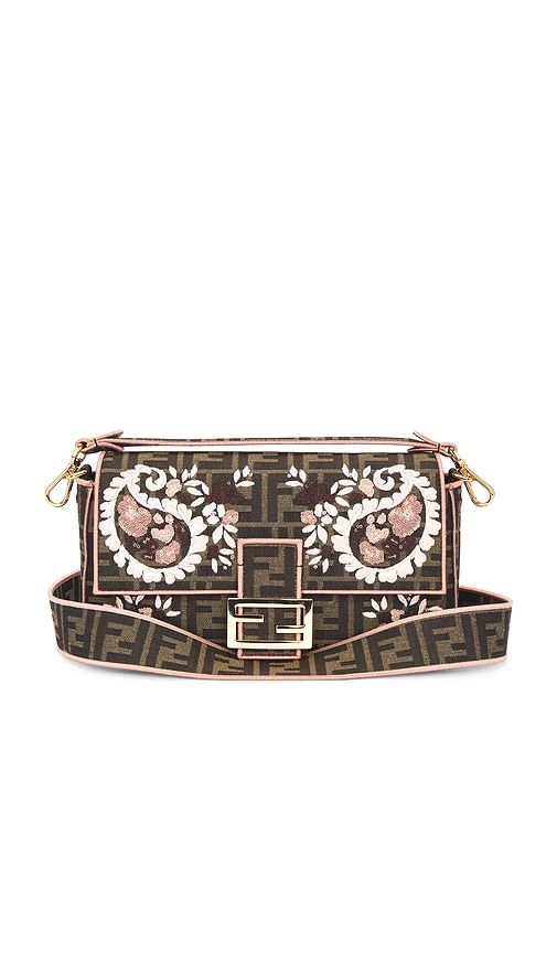 FWRD Renew Fendi Zucca Embroidered Baguette Shoulder Bag