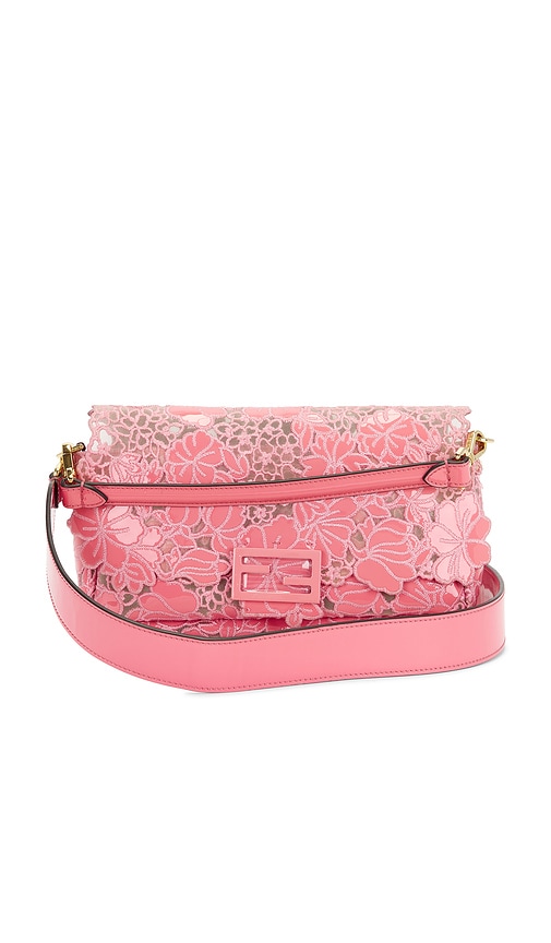FWRD Renew Fendi Embroidered Lace Baguette Shoulder Bag in Pink