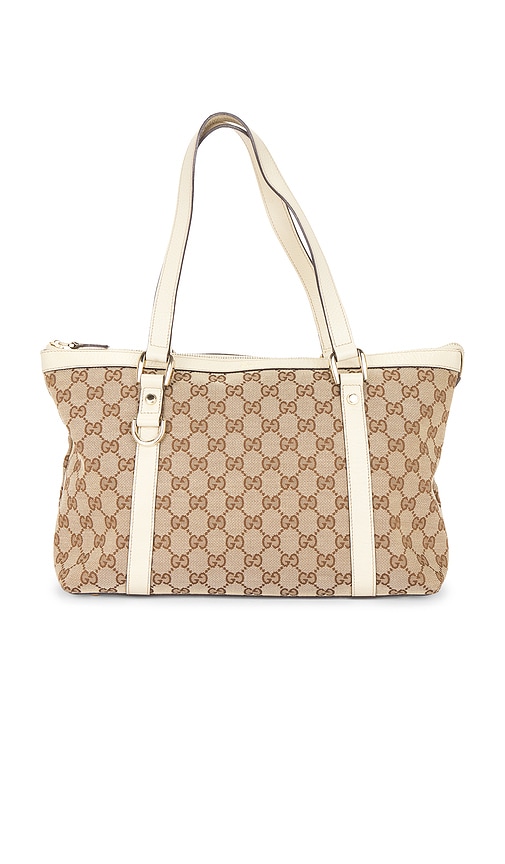 FWRD Renew Gucci Abbey Tote Bag in Beige