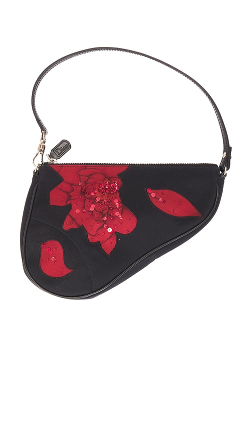 FWRD Renew Dior Satin Embroidered Limited Edition Mini Saddle Bag