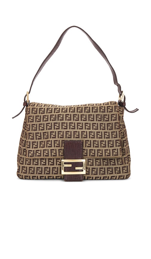 Fwrd Renew Fendi Zucchino Mama Baguette Shoulder Bag In Sand