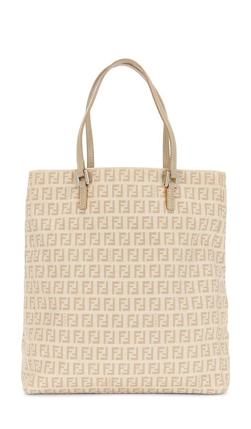 Fwrd Renew Fendi Zucchino Tote Bag In Sand