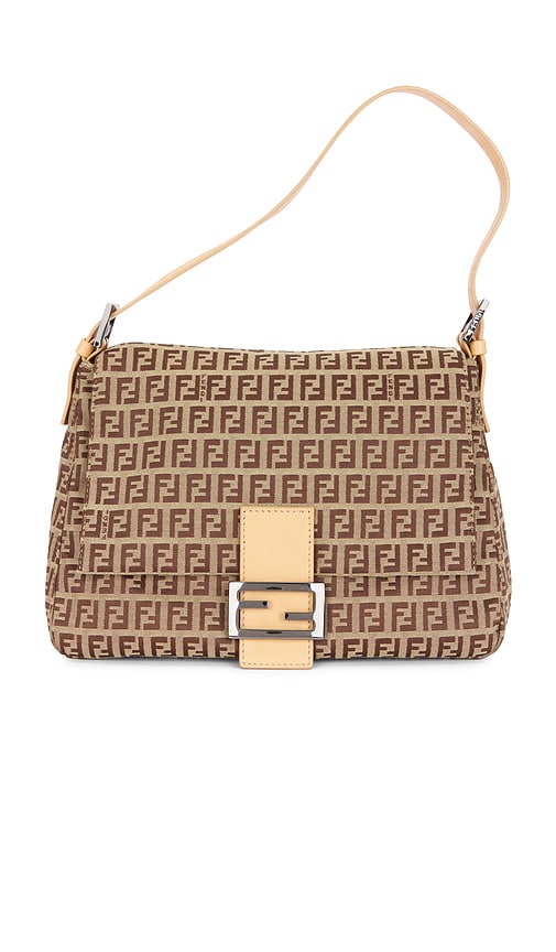 Fwrd Renew Fendi Zucchino Mama Baguette Shoulder Bag In Sand