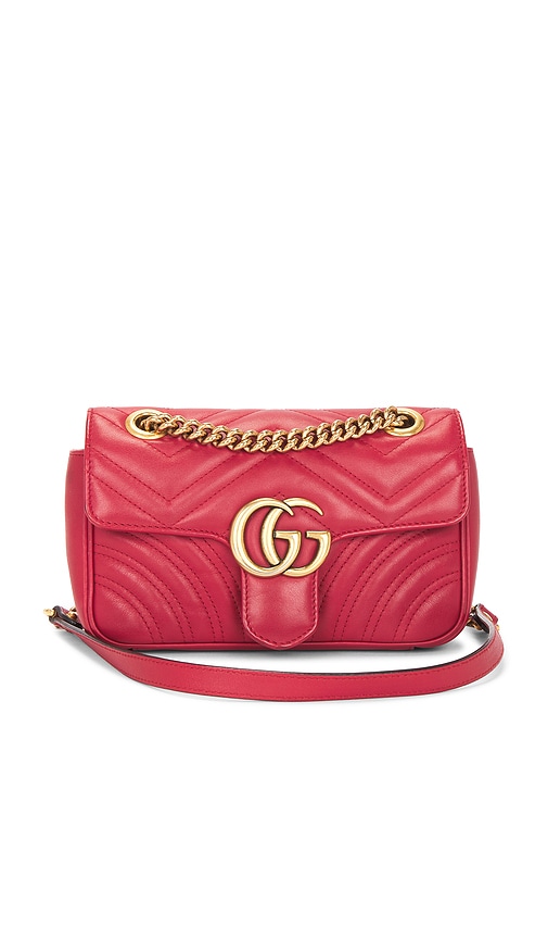 FWRD Renew Gucci GG Marmont Shoulder Bag in Hibiscus Red | REVOLVE