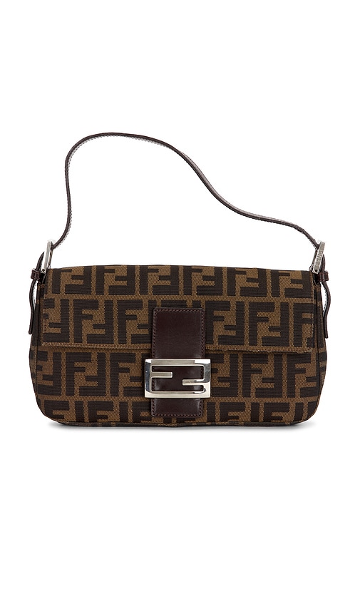 FWRD Renew Fendi Zucca Baguette Shoulder Bag in Tobacco Brown