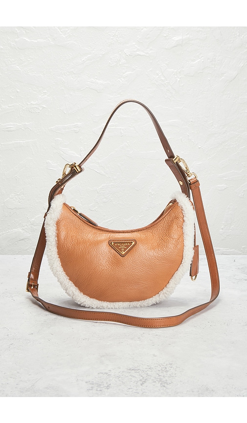 Fwrd Renew Prada Shearling Arque Shoulder Bag In Orange