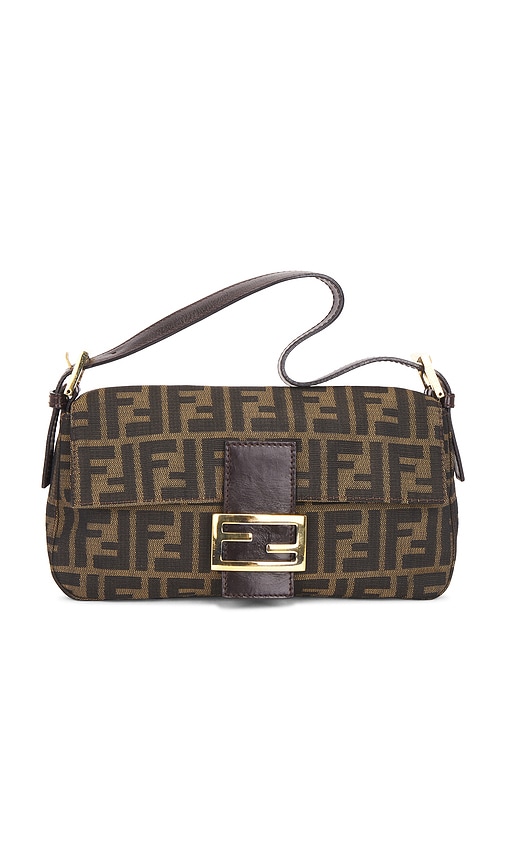 FWRD Renew Fendi Zucca Baguette Shoulder Bag in Brown