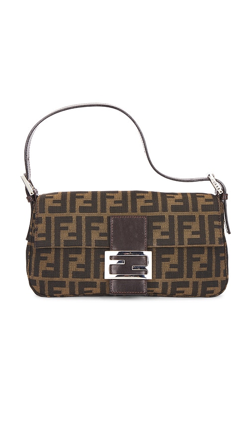 FWRD Renew Fendi Zucca Baguette Shoulder Bag in Brown