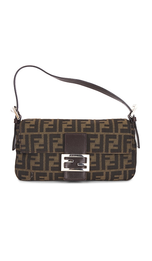 FWRD Renew Fendi Zucca Baguette Shoulder Bag in Tobacco Brown