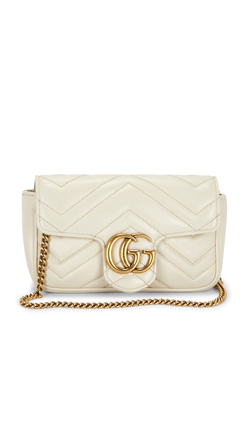 FWRD Renew Gucci Super Mini GG Marmont Shoulder Bag in White