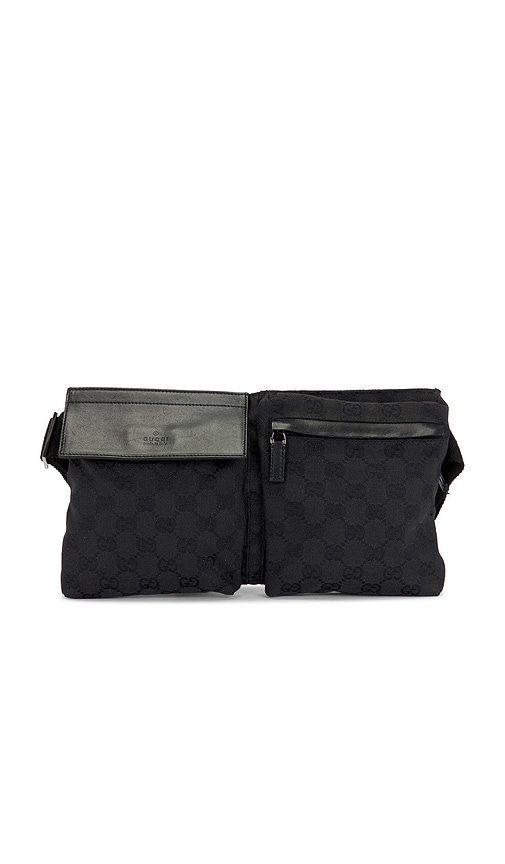 Fwrd Renew Gucci Double Pocket Belt Bag In Black