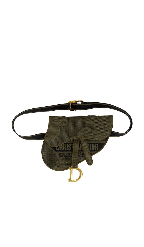 Fwrd Renew Dior Embroidered Camouflage Saddle Belt Bag In Brown
