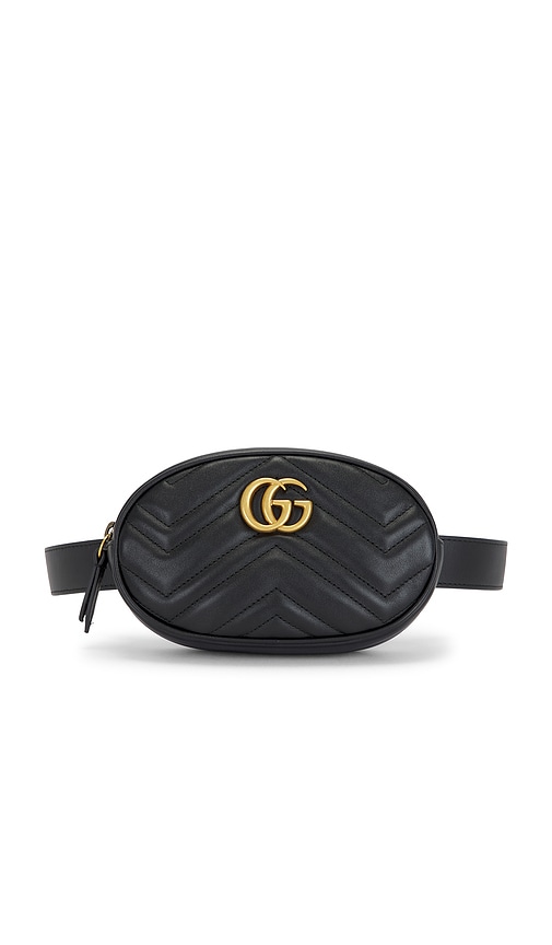 Fwrd Renew Gucci Gg Marmont Belt Bag In Black