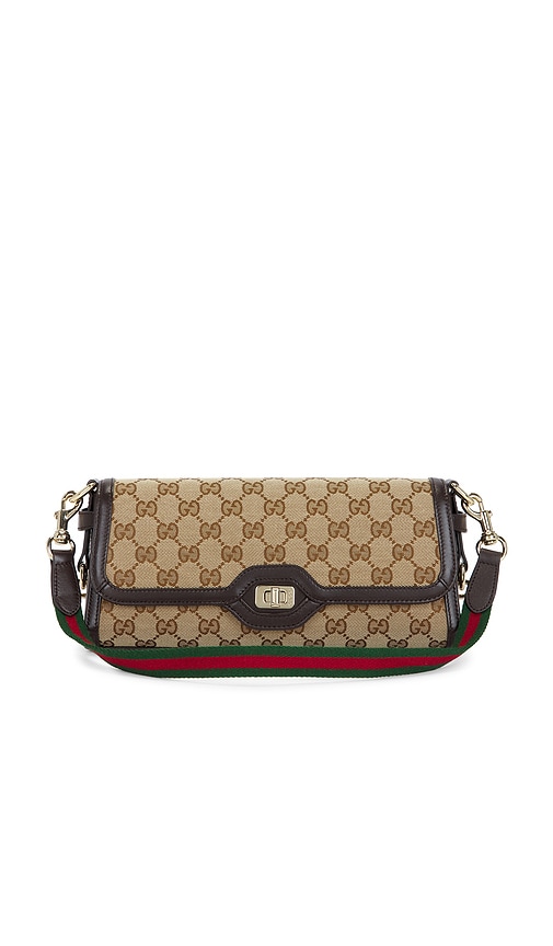 FWRD Renew Gucci Luce Shoulder Bag in Beige