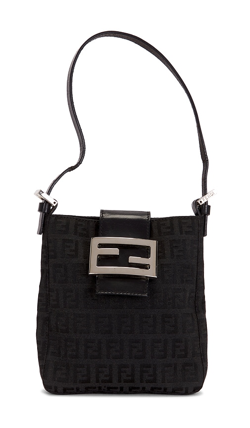 FWRD Renew Fendi Zucchino Hobo Bag in Black