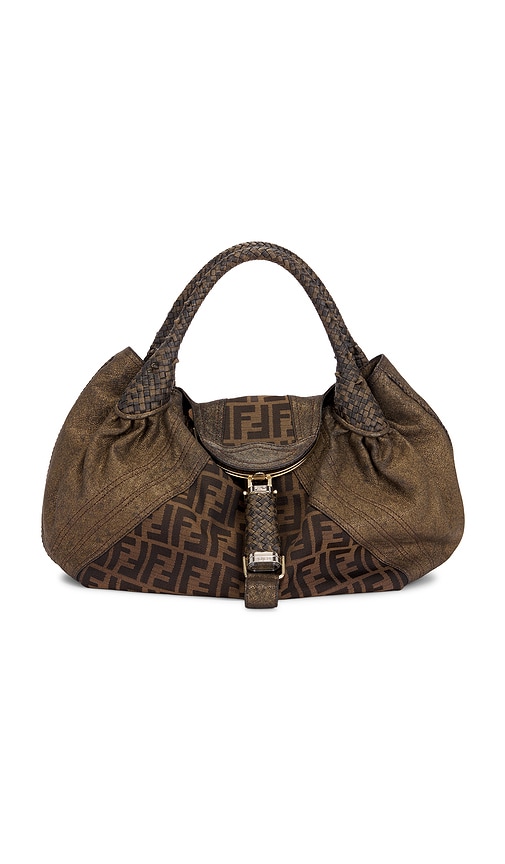FWRD Renew Fendi Zucchino Spy Handbag in Brown