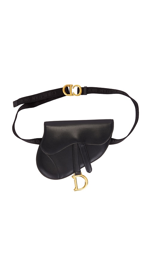 FWRD Renew Dior Saddle Belt Bag in Black