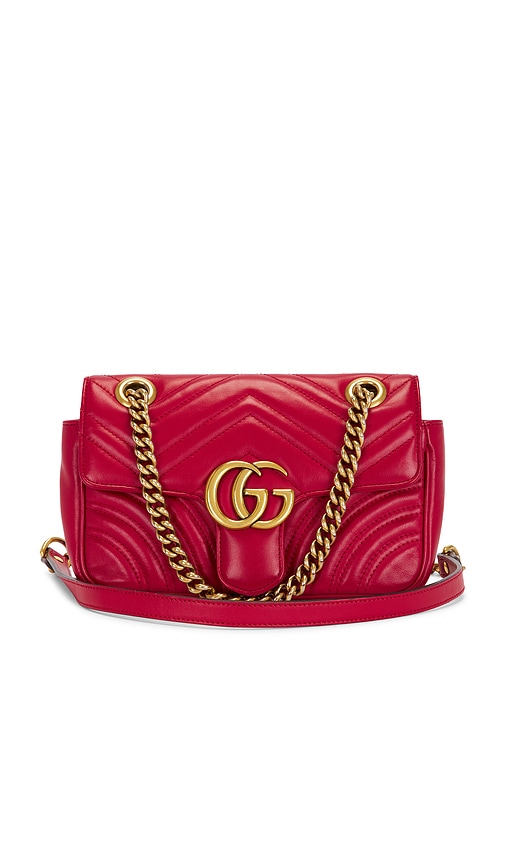 FWRD Renew Gucci Mini GG Marmont Shoulder Bag in Red.