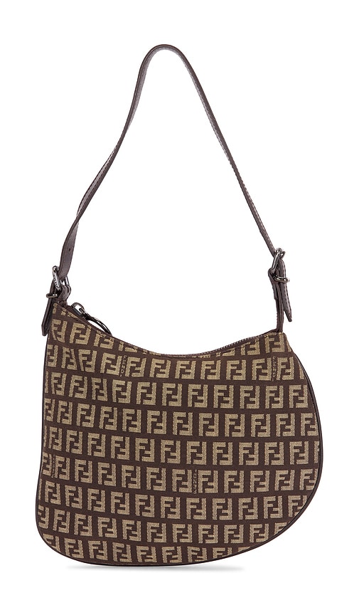 Fwrd Renew Fendi Zucchino Oyster Shoulder Bag In Brown