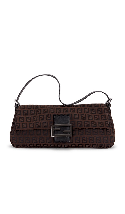 Fwrd Renew Fendi Zucchino Baguette Shoulder Bag In Brown