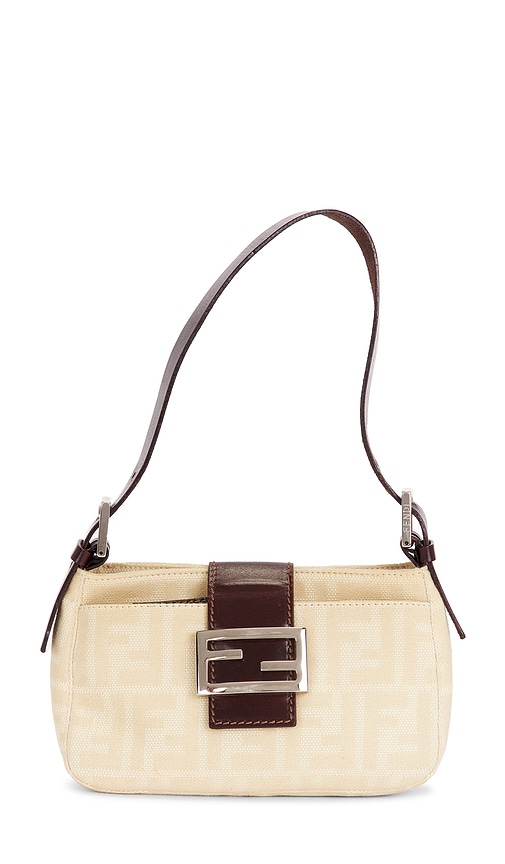 Fwrd Renew Fendi Zucca Shoulder Bag In Beige