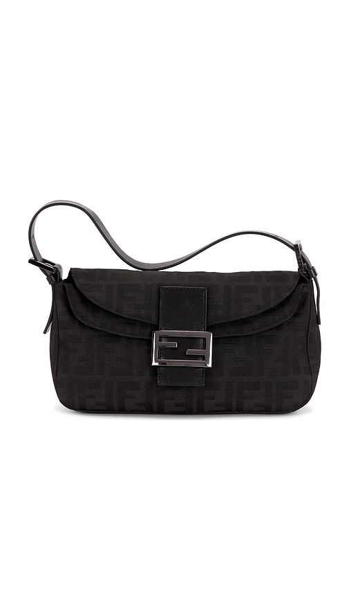 Fwrd Renew Fendi Zucca Baguette Shoulder Bag In Black