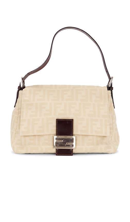 Fwrd Renew Fendi Zucca Mama Forever Baguette Shoulder Bag In Neutral